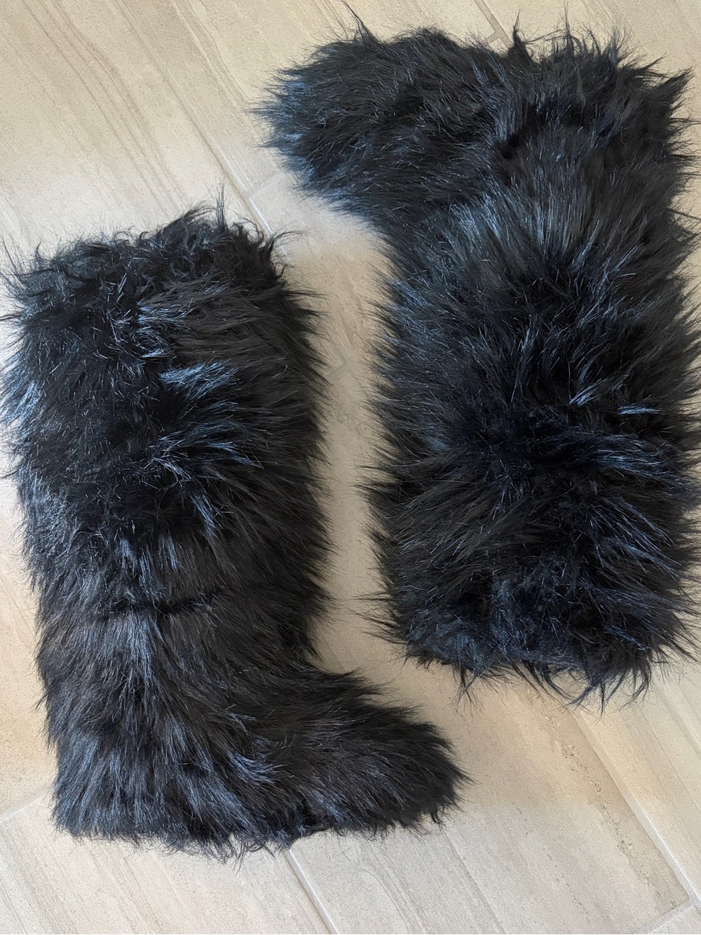 Black Faux Fur Boots - Picture 3 of 11